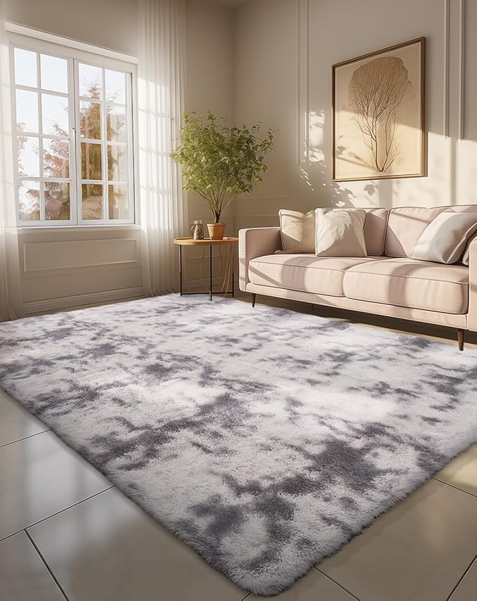 Ophanie Grey and White Area Rugs by Ophanie