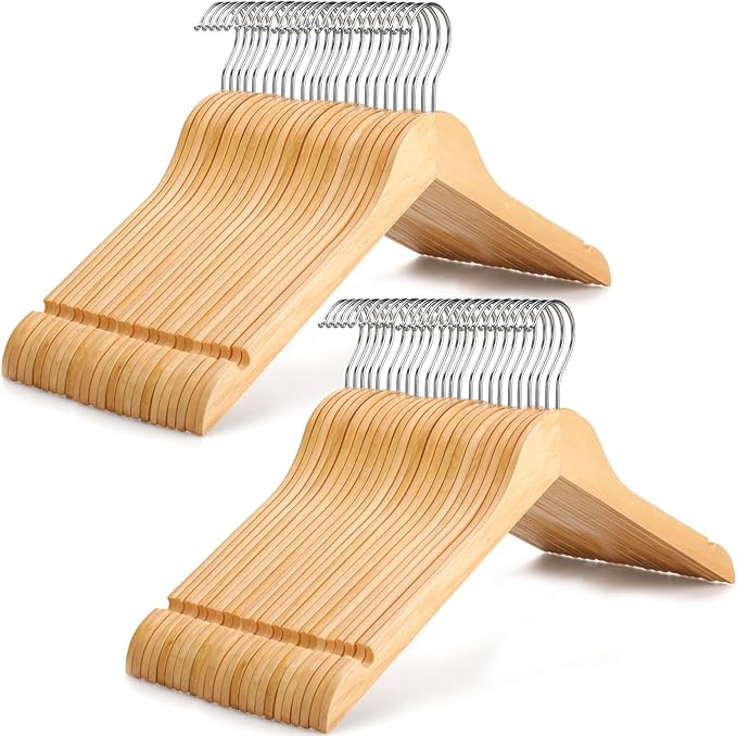 TOPIA HANGER Wooden Hangers 48 Pack, 0.28-inch Slim & Durable Clothes Hangers by TOPIAHANGER