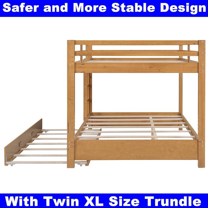 Upgraded Version Thicken Solid Wood Queen Over Queen Bunk Bed - Image 6