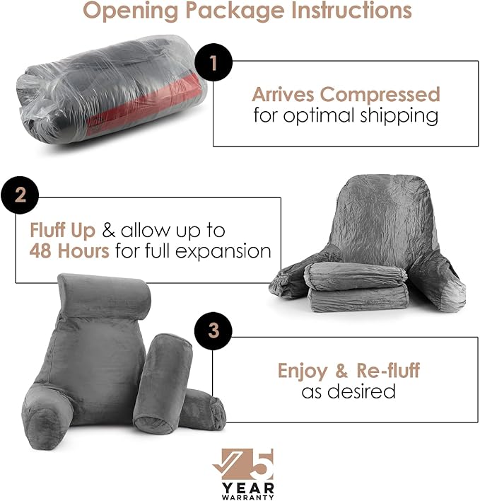 Nestl Reading Pillow with Shredded Memory Foam Includes 2 Neck and Lumber - Image 2
