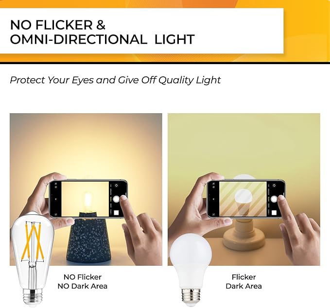 Hizashi Vintage LED Edison Bulb Dimmable, 6W Equivalent 60W, E26 Base Light - Image 4