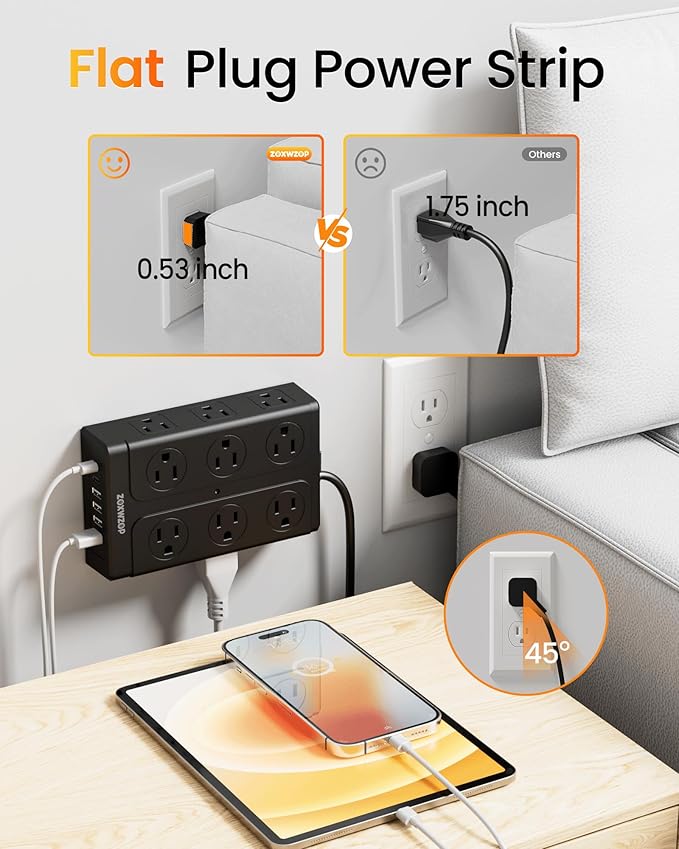 Zoxwzop Surge Protector Power Strip – 10FT Extension Cord - Image 6