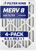 Filter King 6.5x49.5x1 Air Filter | 4-PACK | MERV 8 HVAC Pleated A/C Furnace by FilterKing