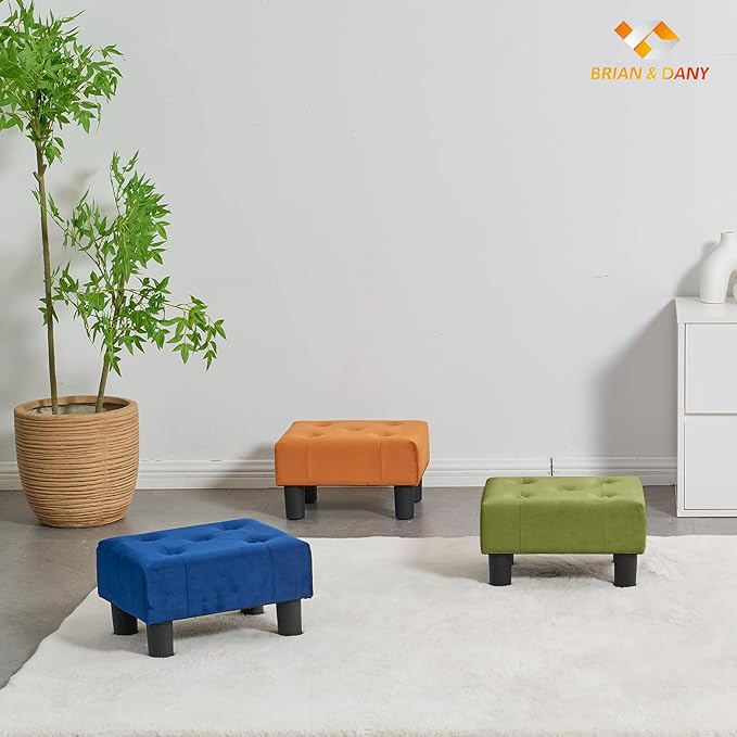 BRIAN & DANY Small Foot Stool, Velvet Foot Stools - Image 6