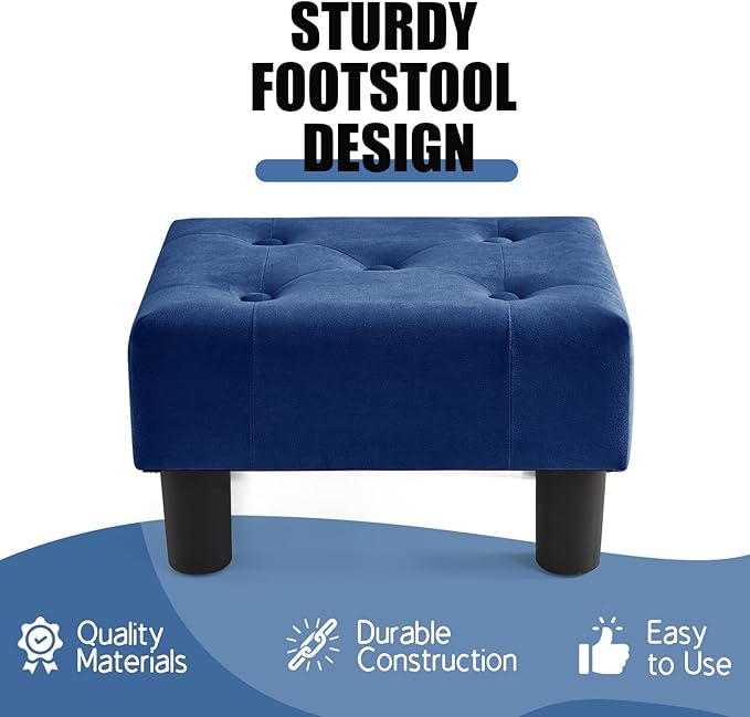 BRIAN & DANY Small Foot Stool, Velvet Foot Stools - Image 4