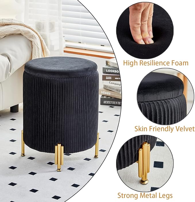 Mxfurhawa Round Ottoman Foot Stool - Image 3