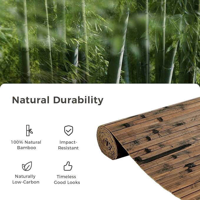 OUZUGIE 2 Pack 96x24 Inch Natural Bamboo Wall Panel – Brown Burned Pole Wrap - Image 7