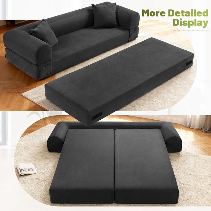 Convertible Sofa Bed, Corduroy Pull Out Couch Boneless Couches - Image 6