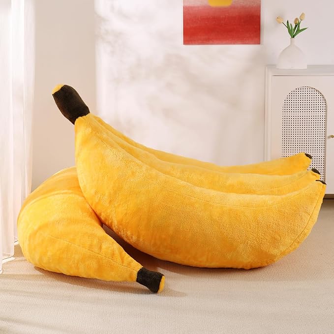 Banana Bean Bag Chair with Ottoman, Floor Sofa Bed with Footrest, Comfy - Image 7