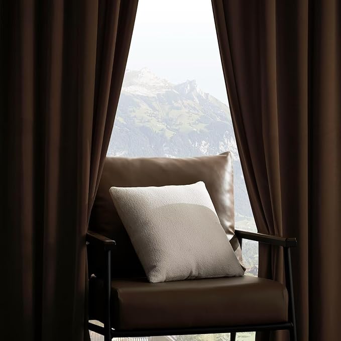 Joydeco Camel Brown Velvet Curtains 84 inch Length 2 Panels, Luxury Blackout - Image 4