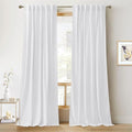 RYB HOME White Velvet Curtains 102 inches, Back Tab Soft Fabric Room Darkening by RYBHOME