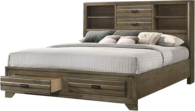 Roundhill Furniture Loiret Light Gray Finish Wood Storage Platform WallBed - Image 3