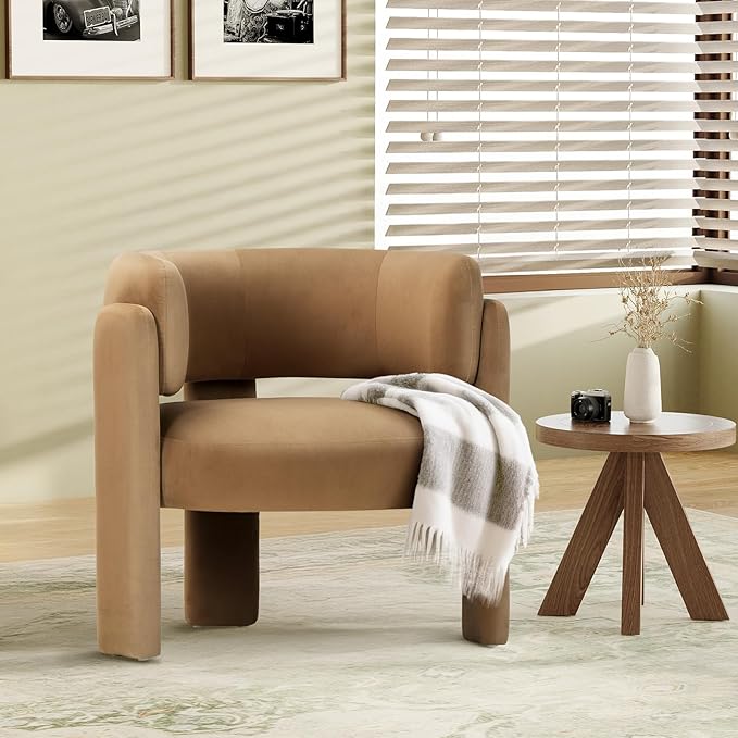 COLAMY Modern Velvet Accent Chair, Upholstered Barrel Chair, Comfy Side Arm by COLAMYHOME