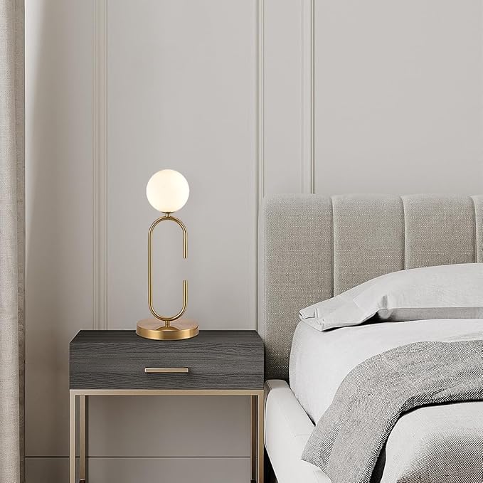Mid Century C-Shape Table Lamp Gold 2-Light Globe Dimmable Table Lamp - Image 4