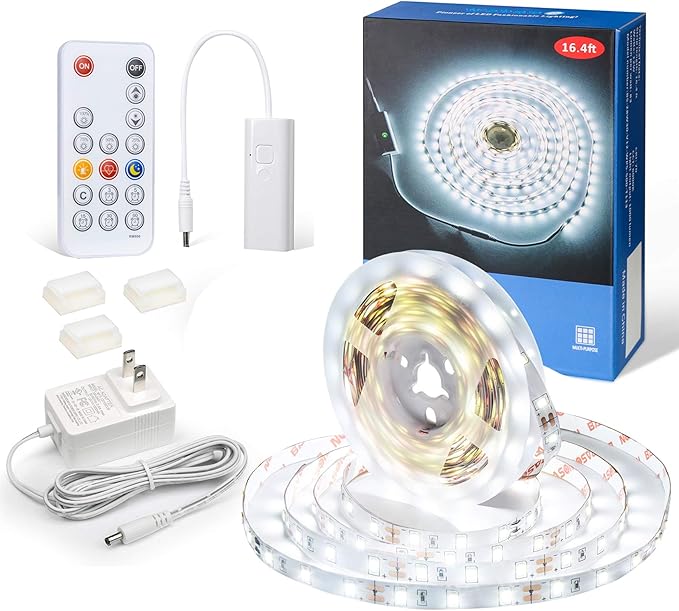 WOBANE White LED Strip Lights, Dimmable LED Light Strip Kit, 16.4ft Flexible by WOBANE