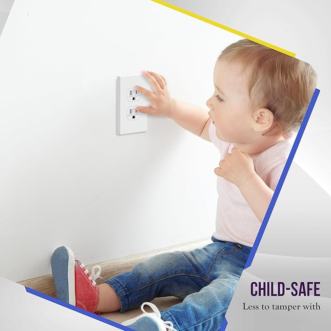 ENERLITES Screwless Duplex Wall Plates, Child Safe Receptacle Outlet Covers - Image 6
