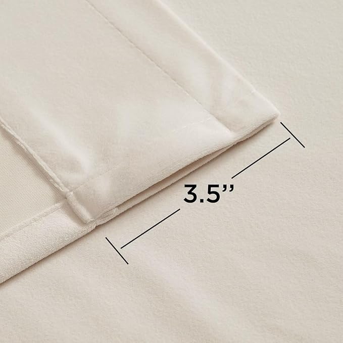 Joydeco Velvet Curtains White Blackout Curtains Thermal Insulated 120 inches - Image 3
