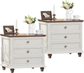 24" Wide Farmhouse Night Stand Set of 2, Large End Table by Joaxswe