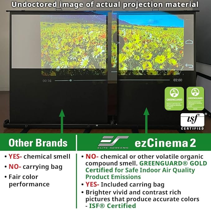 Elite Screens ezCinema 2 Projector Screen, 84-inch 16:9, Manual Floor Pull Up - Image 4