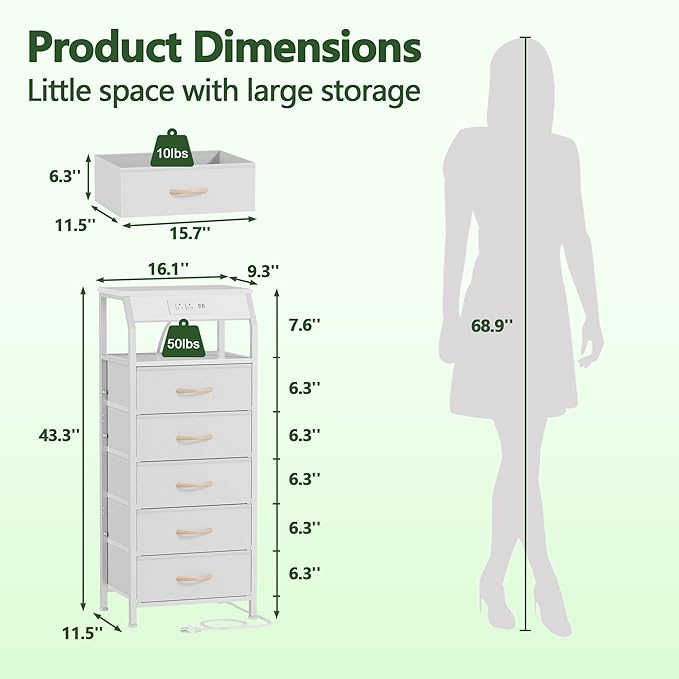 Furnulem 5 Drawers Dresser - Image 3