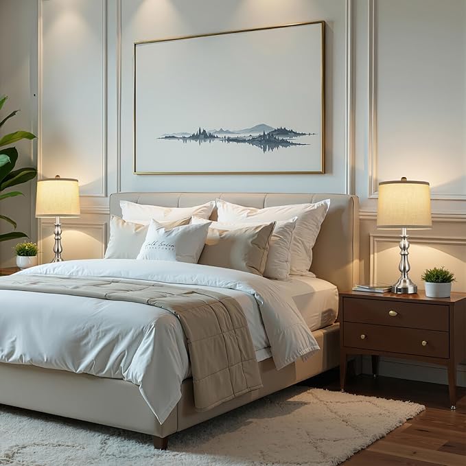 Farmhouse Side Table Lamps for Living Room Set of 2 - Image 4