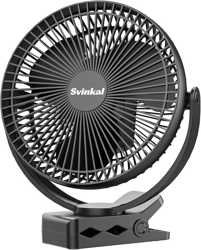 Svinkal Portable Clip on Fan 10000mAh Battery Powered, USB Type C, Supports by FocusedUSBsmallappliances