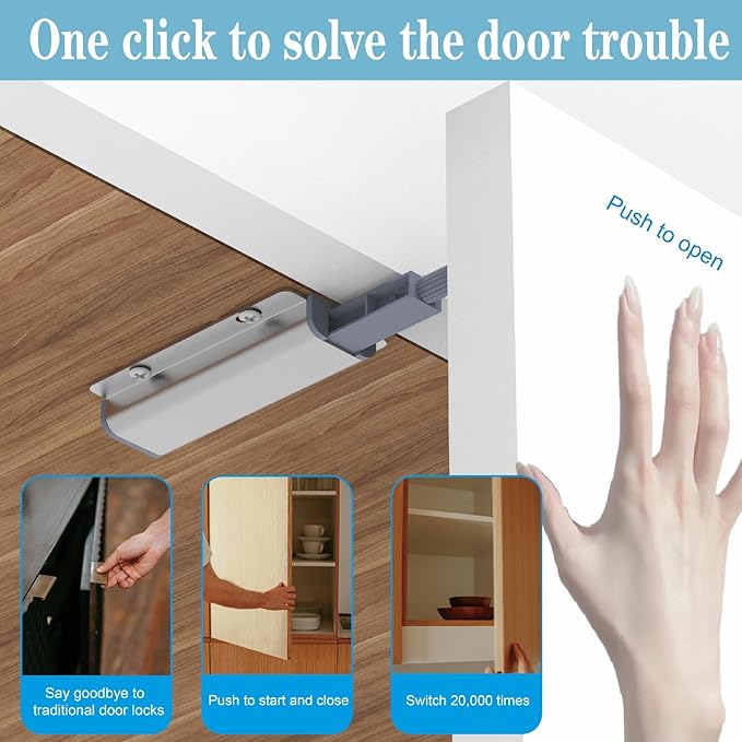 Push to Open Door Latch for Cabinet Door 2 Pack Magnetic Push to Open Cabinet - Image 4