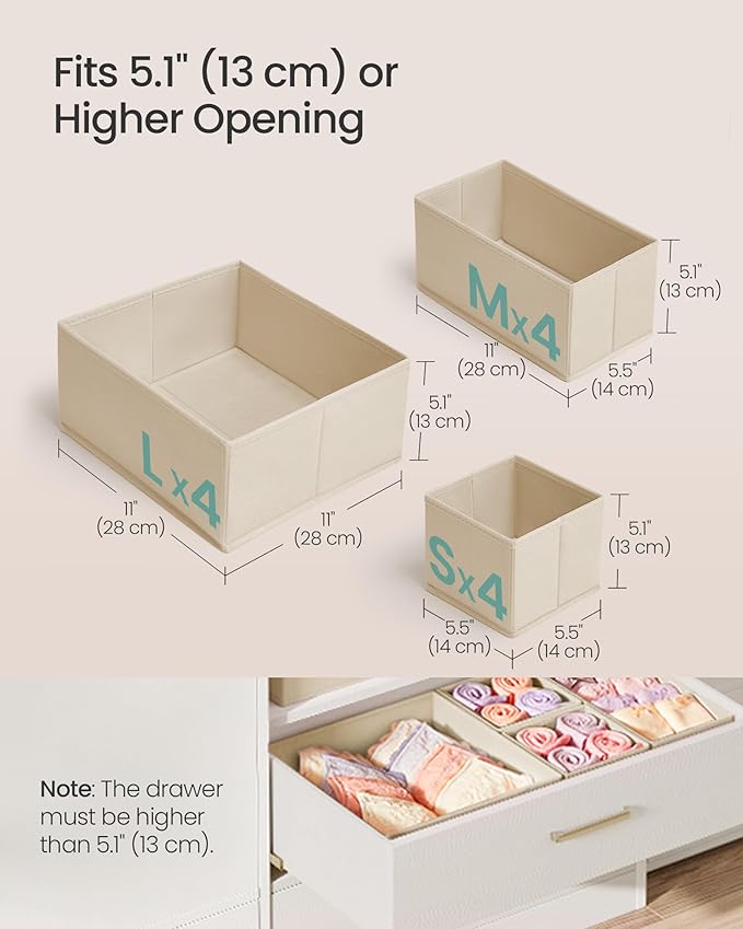 SONGMICS Drawer Organizers, Dresser Divider Organizers, Foldable Fabric Storage - Image 4