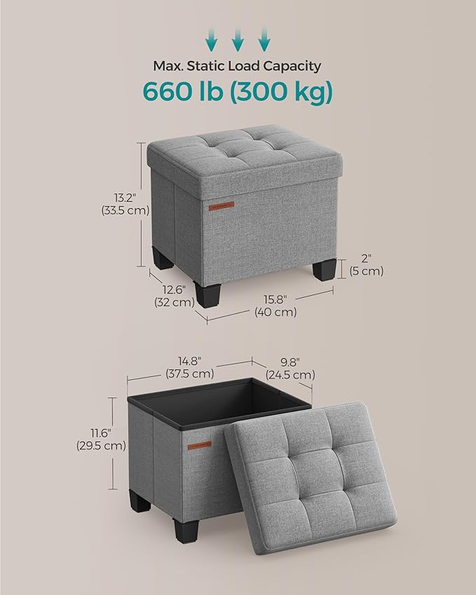 SONGMICS Storage Ottoman, Small Ottoman Foot Rest - Image 3