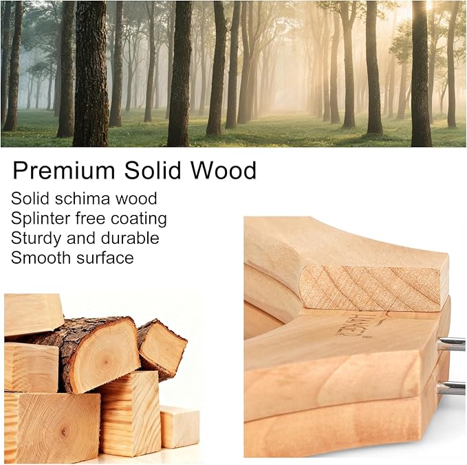 TOPIA HANGER Wooden Coat Hangers 12 Pack, Premium Wood Top Suit Hangers - Image 9
