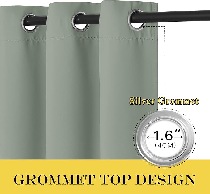 NICETOWN Sage Green Curtain for Sliding Glass Door, Grommet Thermal Insulated - Image 3