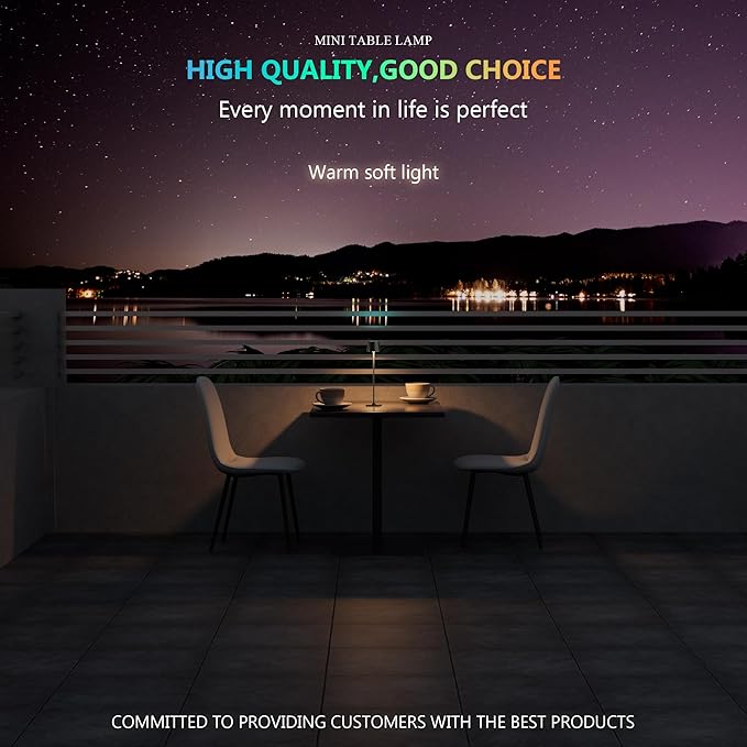 Modern LED Color-Changing Cordless Table lamp, 7 Colors, metal Shade, Touch - Image 2