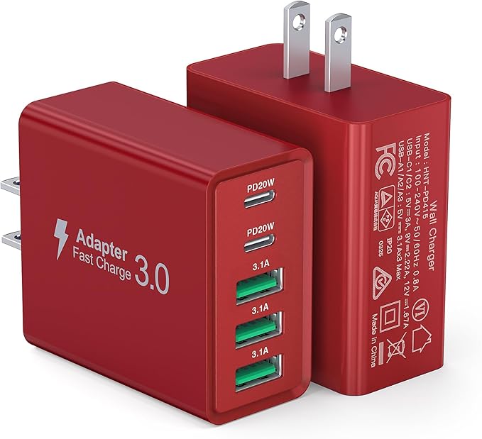 USB C Wall Charger Block, QC 3.0 USB A Multiport Plug, Type C Power Adapter by Dulums