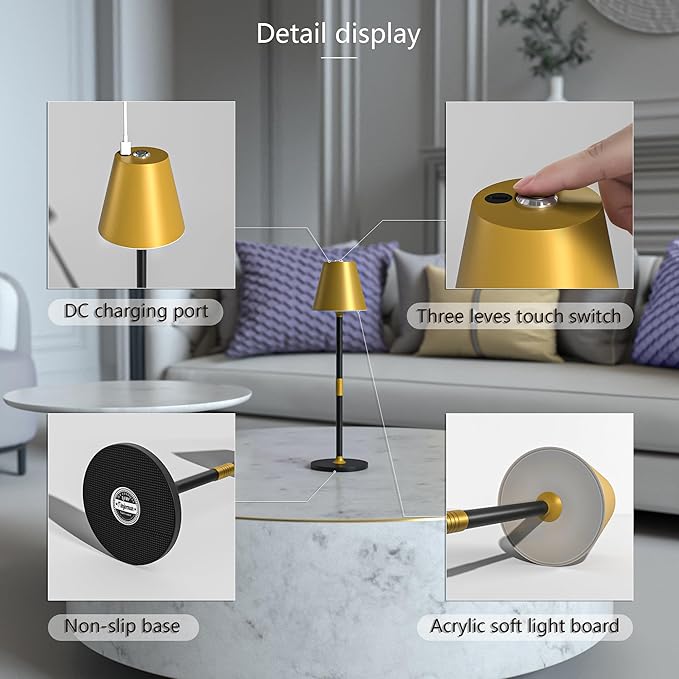 Modern LED CordlessTable Lamp, 4000mAh Rechargeable Battery Desk lamp, 3 Level - Image 7