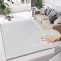 Washable Area Rugs 5x8 Rugs for Living Room Silver Grey Faux Rabbit Fur Rug for by ORINOVA