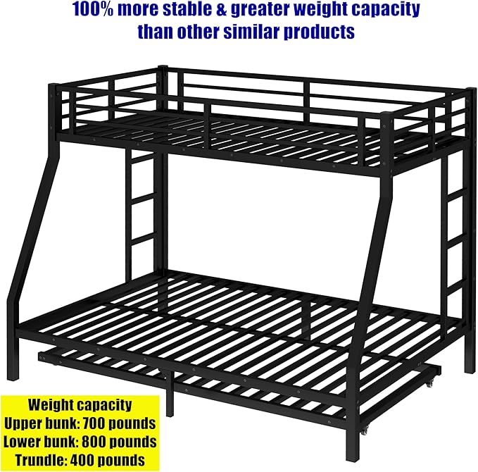 LUCALEO Stronger & Truly Reinforced Heavy Duty Metal Bunk Bed Twin Over Full - Image 7