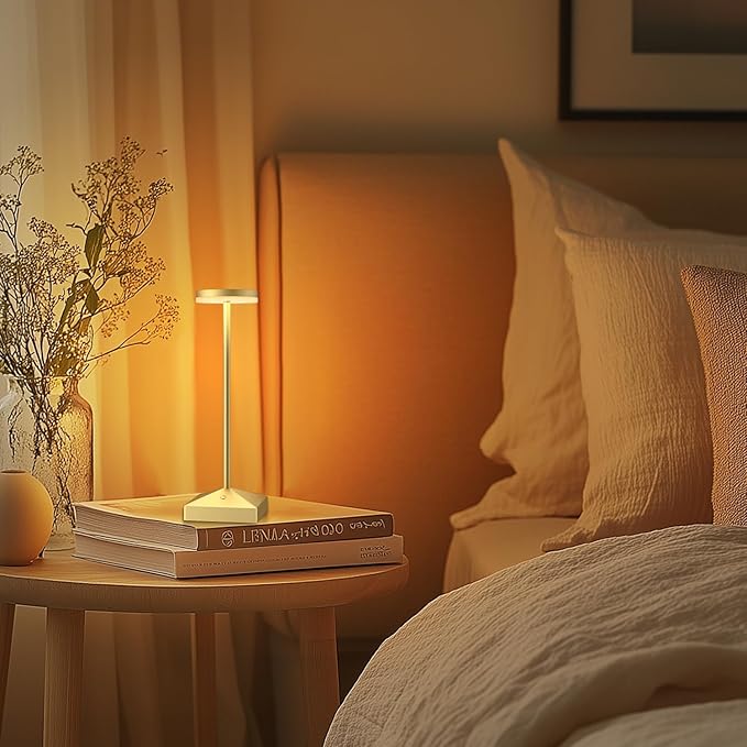 3 Pack 7.67in Gold Small Cordless Table Lamps Rechargeable, Battery Operated - Image 8