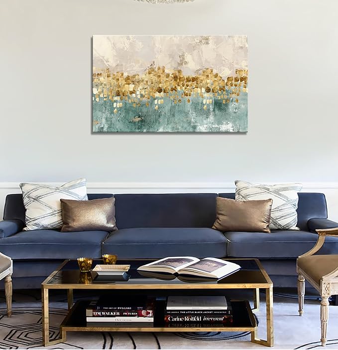 DZL Art A74681 Gold Abstract Painting Modern Decor Wall Art Gold Canvas Gray - Image 5