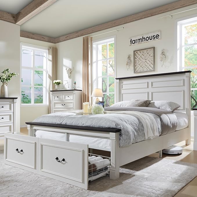 Farmhouse Queen Size Bed Frame by AITJUNZ