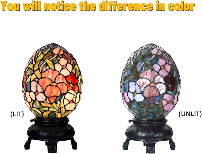 Egg Lamp - 12" H - Stained Glass Lamp - Unique Lamps - Tiffany Lamp Style - Image 6