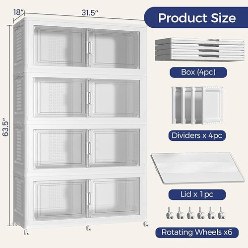 200GAL Storage Bins with Lid and Wheels, Stackable Closet Organizers and - Image 2