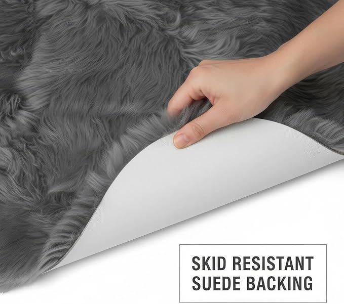 Super Area Rugs Dark Gray Sheepskin Rug - Image 5