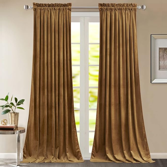 StangH Gold Brown Velvet Curtains by StangH