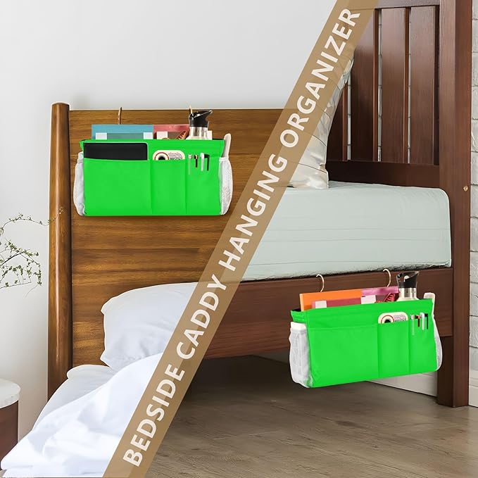 KOPIRIT Neon Cyan Bedside Caddy Storage Bag Bedside Organizer - Image 7
