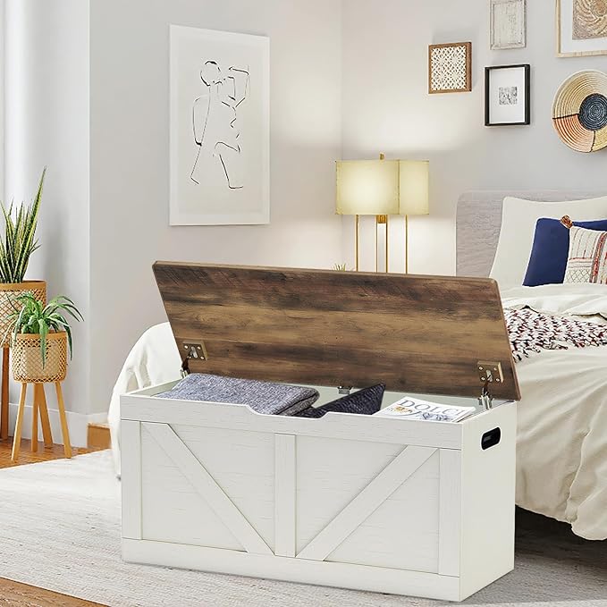 Timberer 39.4" Storage Chest, Wooden Storage Bench, Large Storage Trunk - Image 2