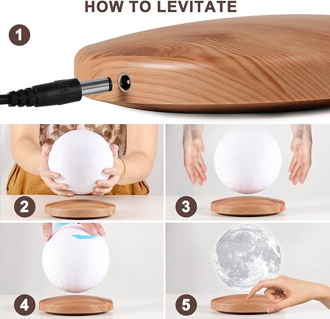 Levitating Moon Lamp Galaxy Lamp 6 inch 18 Colors LED 3D Moon Light, Remote & - Image 3