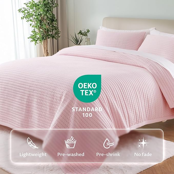 KASENTEX King XL Quilt Set 108"x98" – Soft Washed 3-Layer Lightweight Bedspread - Image 2
