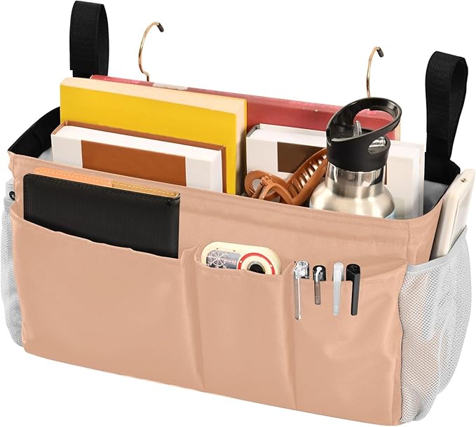 KOPIRIT Peach Orange Bedside Caddy Storage Bag Bedside Organizer - Image 3