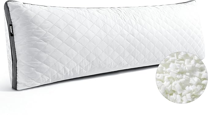 Shredded Memory Foam Full Body Pillow, Long Hugging Bed Pillows by RainmrBedding