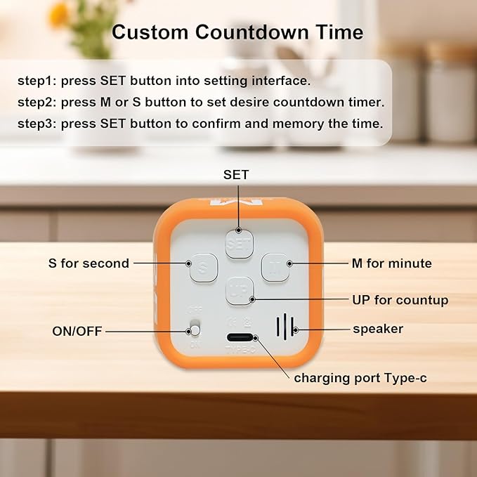 FCXJTU Rotating Pomodoro Cube Visual Timer 5, 10 50 Minutes Preset, - Image 5